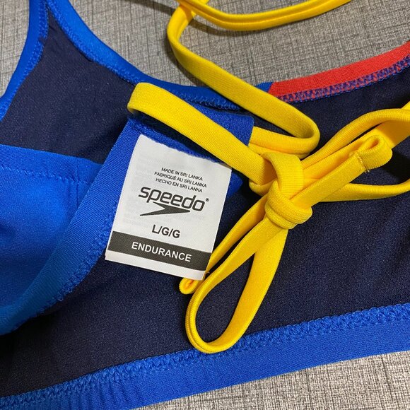 Speedo Women's Women's Color Blocked Tie Back Bikini Top. Sz Large - Picture 5 of 6